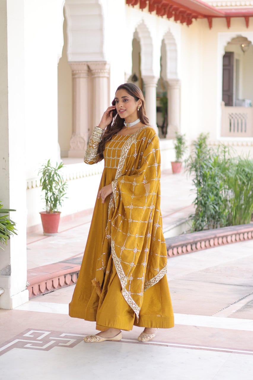 PREMIUM READYMADE  GOWN-DUPATTA SET