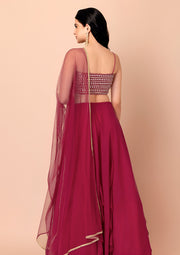 Rani Pink Ruffle Lehenga Choli with Sheer Dupatta
