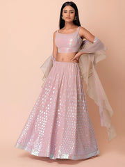 Pastel Pink Sequin Lehenga Choli with Dupatta