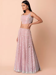 Pastel Pink Sequin Lehenga Choli with Dupatta