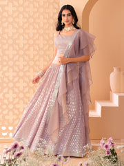 Pastel Pink Sequin Lehenga Choli with Dupatta