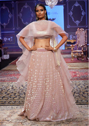 Pastel Pink Sequin Lehenga Choli with Dupatta