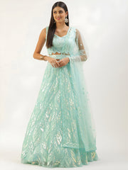 Mint Green Embroidered Lehenga Choli with Dupatta – Festive Wear