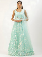 Mint Green Embroidered Lehenga Choli with Dupatta – Festive Wear
