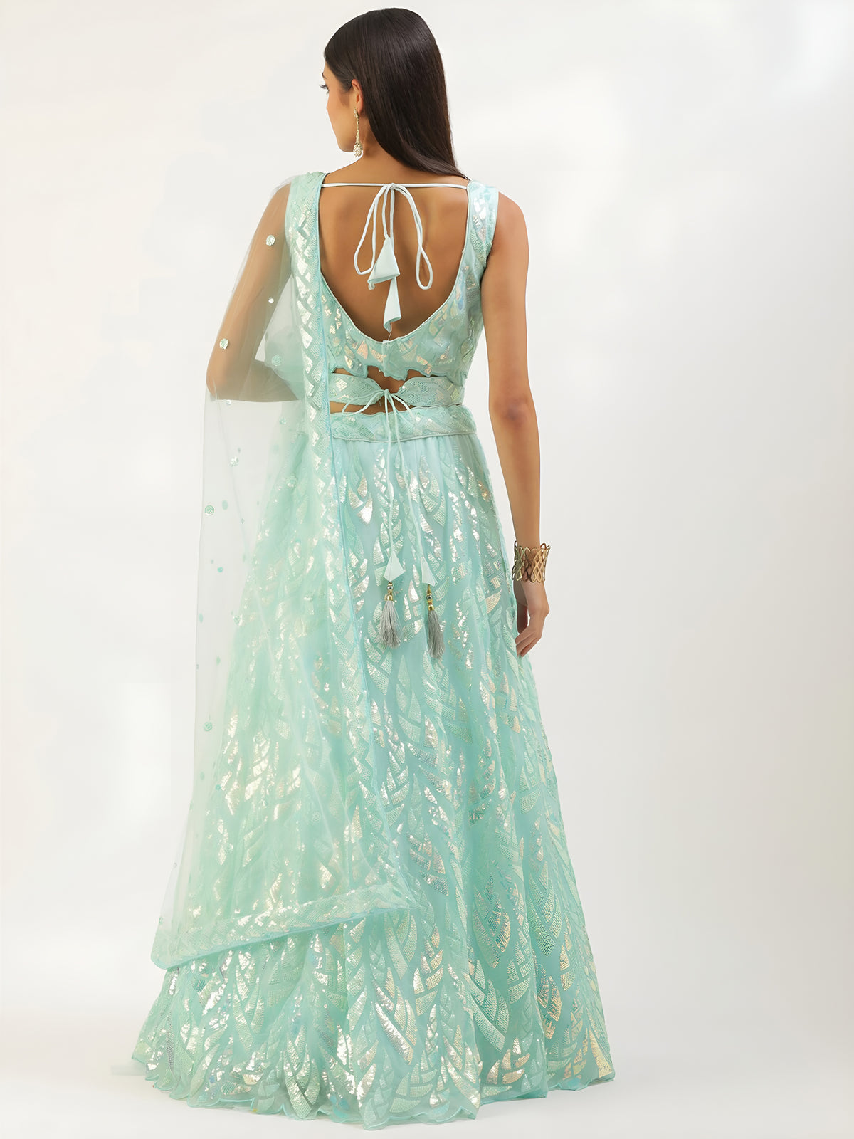 Mint Green Embroidered Lehenga Choli with Dupatta – Festive Wear