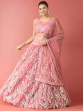 Pink Sequin Embroidered Lehenga Choli with Dupatta
