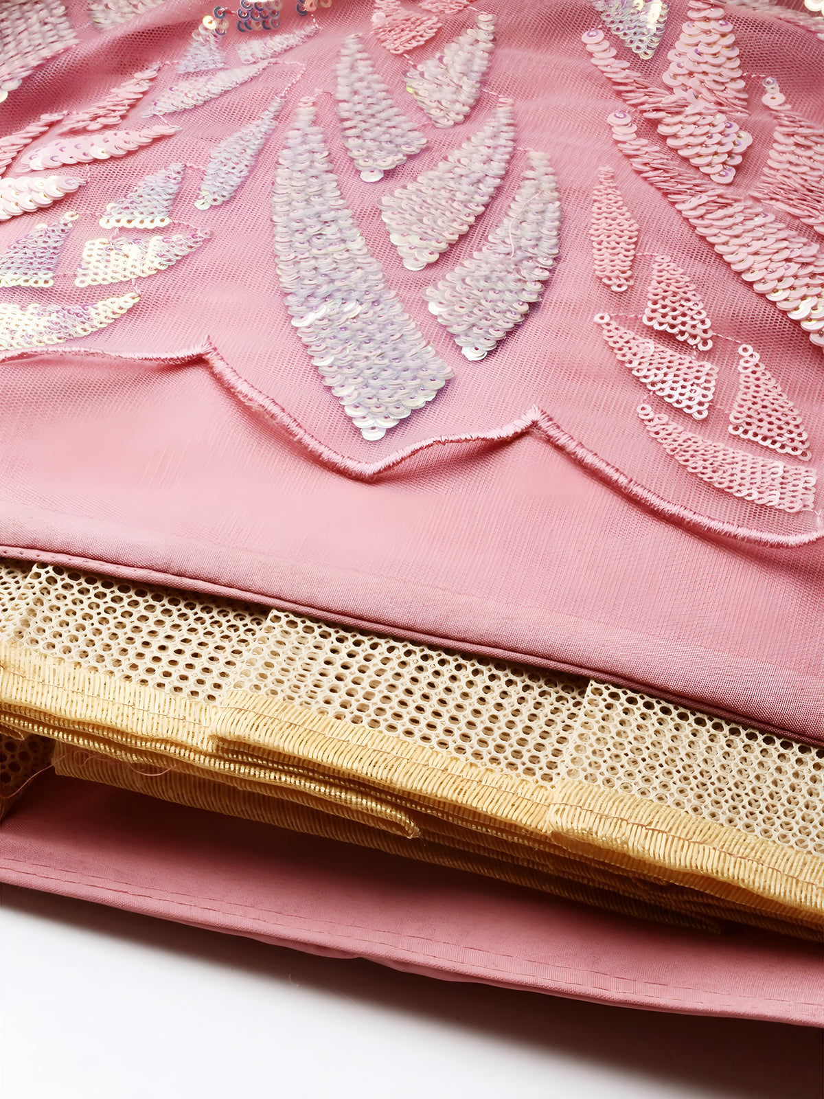 Pink Sequin Embroidered Lehenga Choli with Dupatta