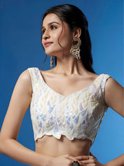 Ivory White Sequin Embroidered Lehenga Choli with Dupatta