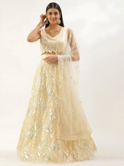 Pastel Yellow Sequin Embroidered Lehenga Choli with Dupatta