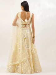 Pastel Yellow Sequin Embroidered Lehenga Choli with Dupatta