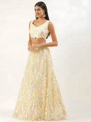 Pastel Yellow Sequin Embroidered Lehenga Choli with Dupatta