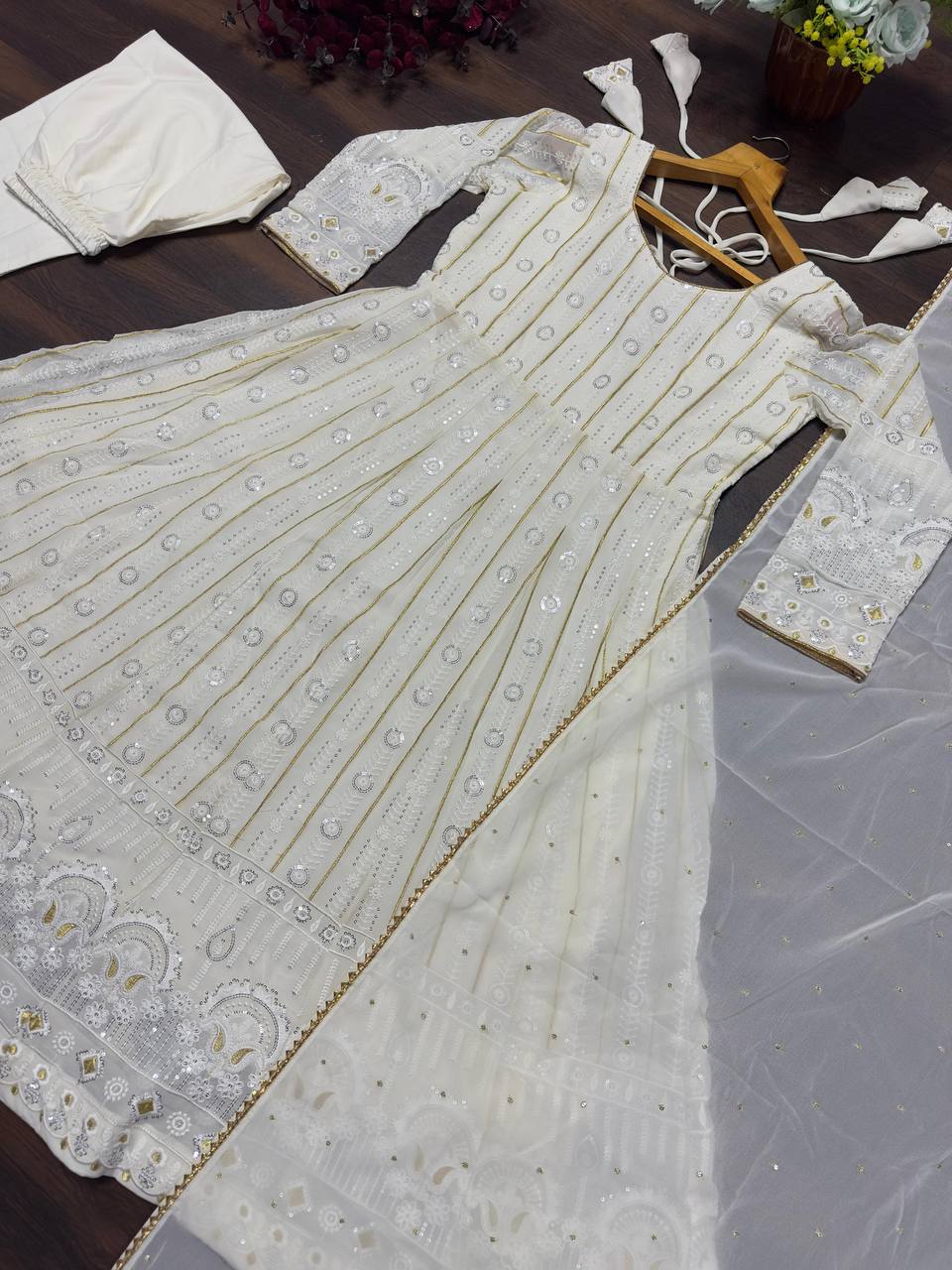 LAKHNAVI EMBROIDERED ANARKALI SUIT SET