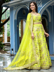 Neon Green Embroidered Lehenga Choli with Dupatta