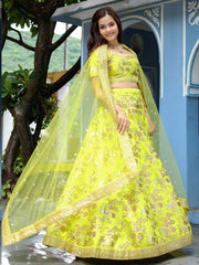 Neon Green Embroidered Lehenga Choli with Dupatta