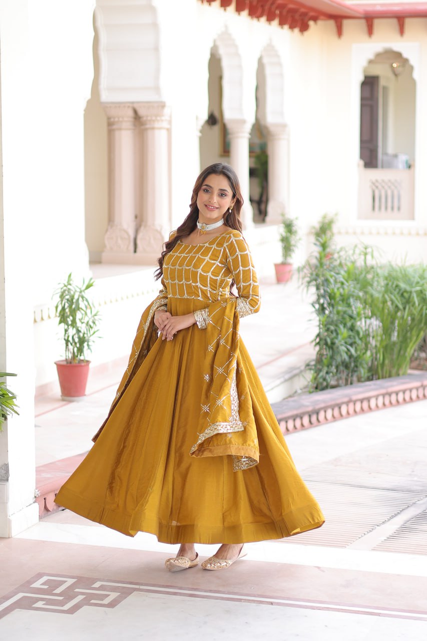 PREMIUM READYMADE  GOWN-DUPATTA SET