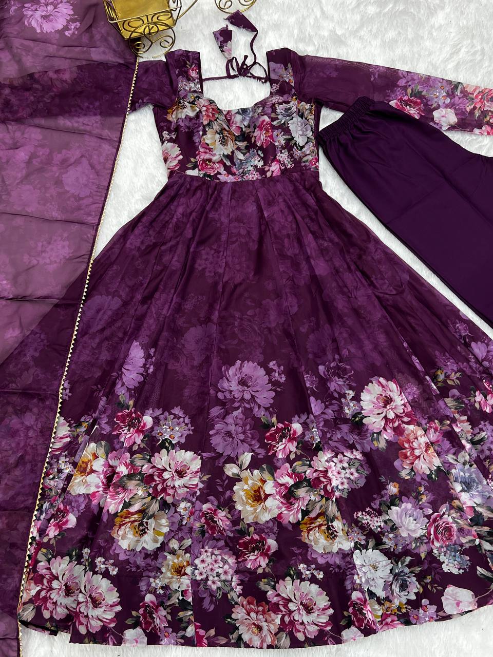 ANARKALI GOWN WITH DUPATTA & PANT SET