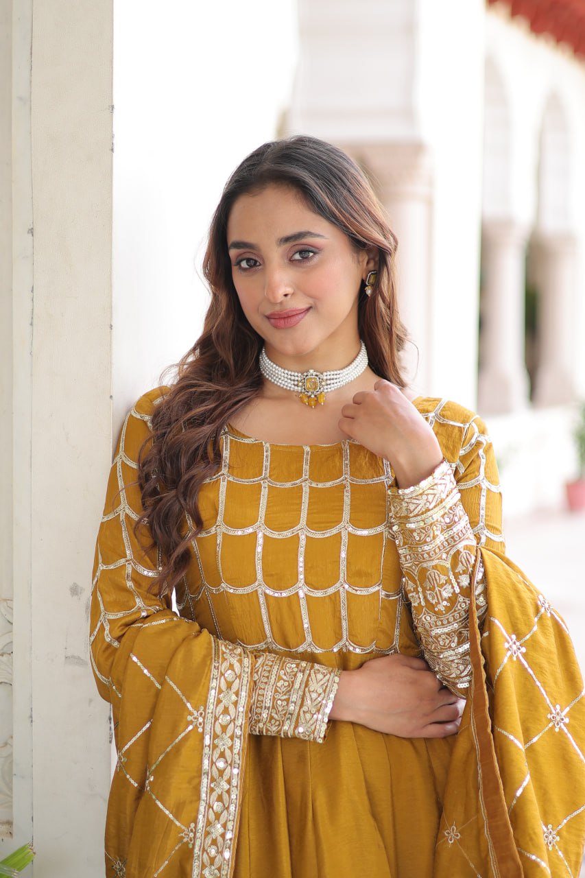 PREMIUM READYMADE  GOWN-DUPATTA SET