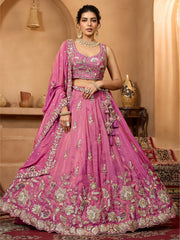 ROYAL RANI PINK PURE TISSUE LEHENGA SET