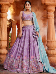 ROYAL LAVENDER RANGOLI SILK LEHENGA SET