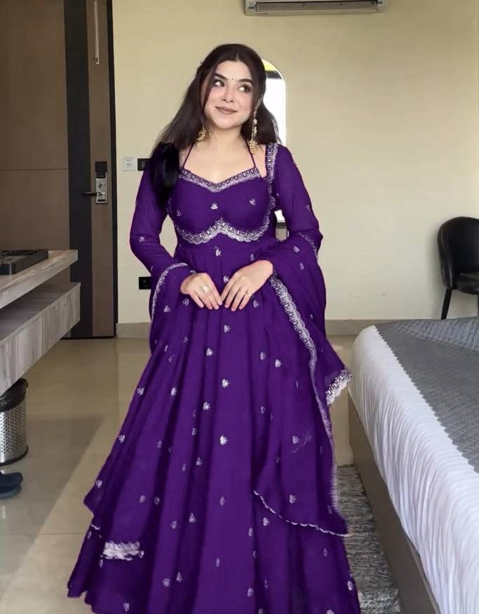 Red Chilli Slit Anarkali Premium Suit Set | Festive & Party Wear