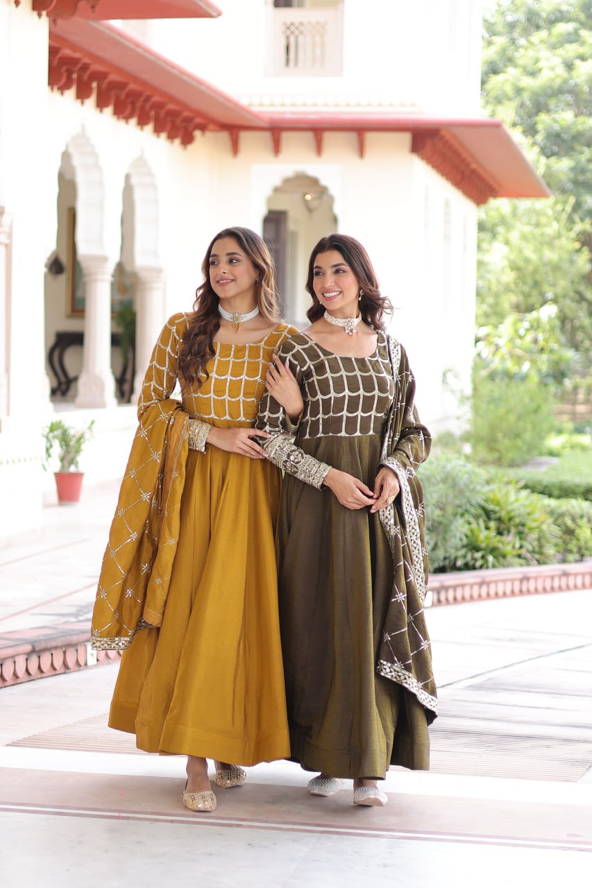 PREMIUM READYMADE  GOWN-DUPATTA SET