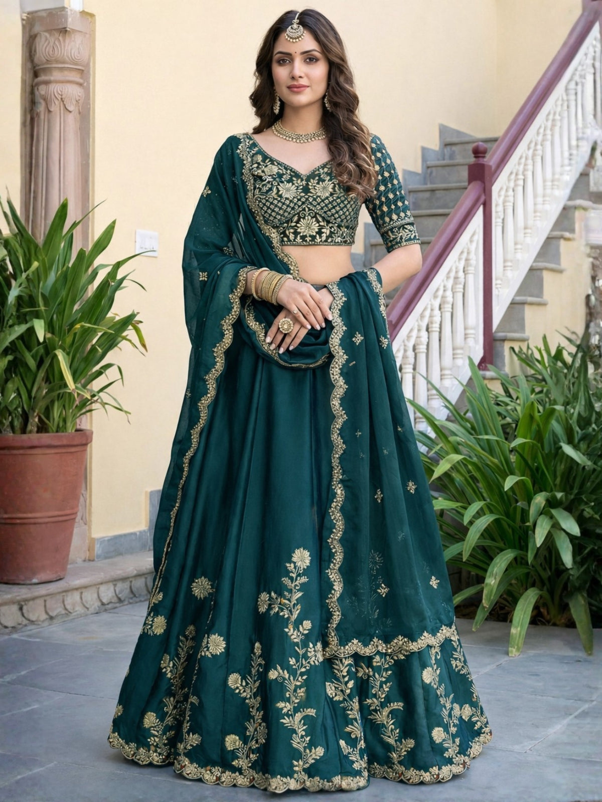 Luxury Rangoli Silk Lehenga Set