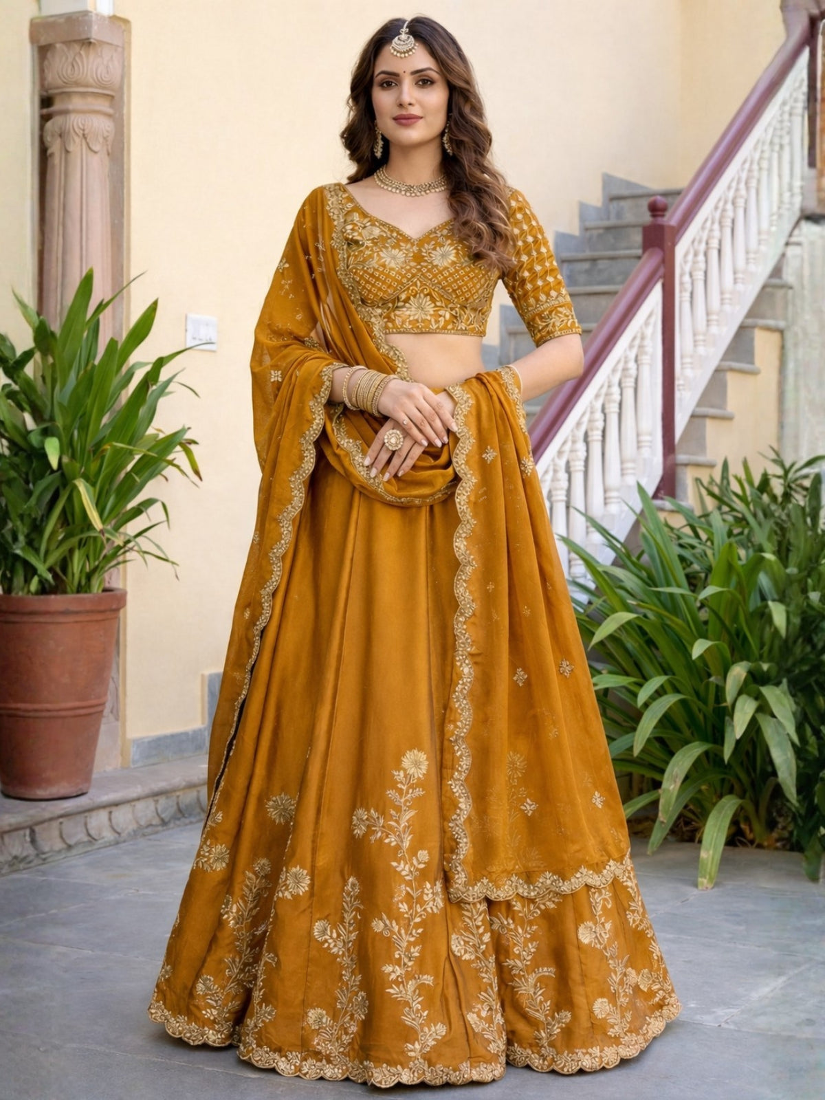 Luxury Rangoli Silk Lehenga Set