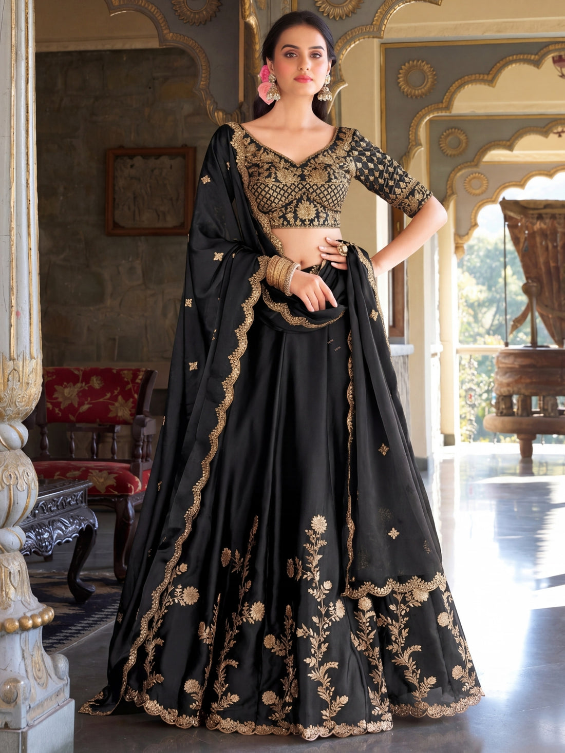 Luxury Rangoli Silk Lehenga Set