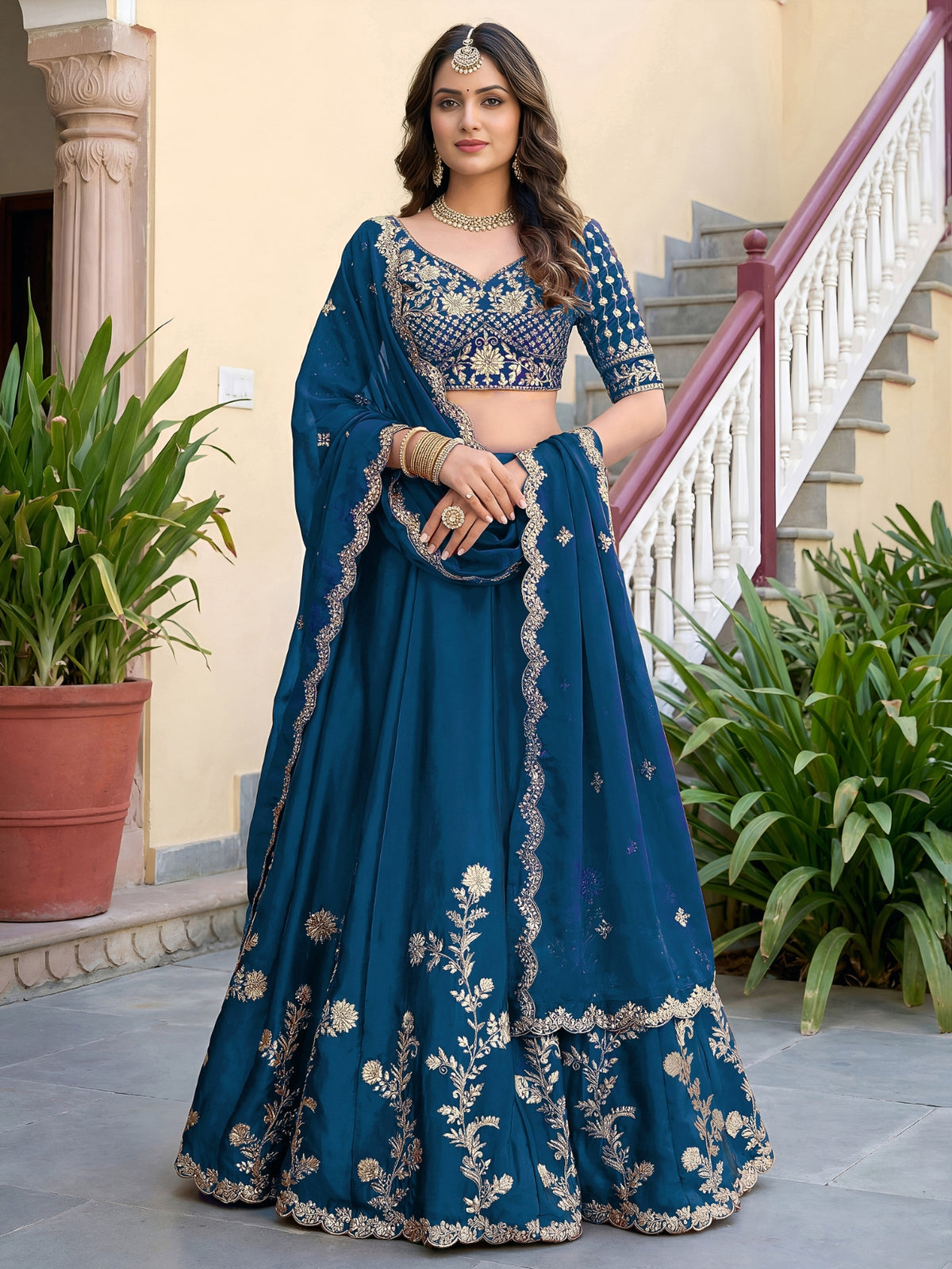 Luxury Rangoli Silk Lehenga Set