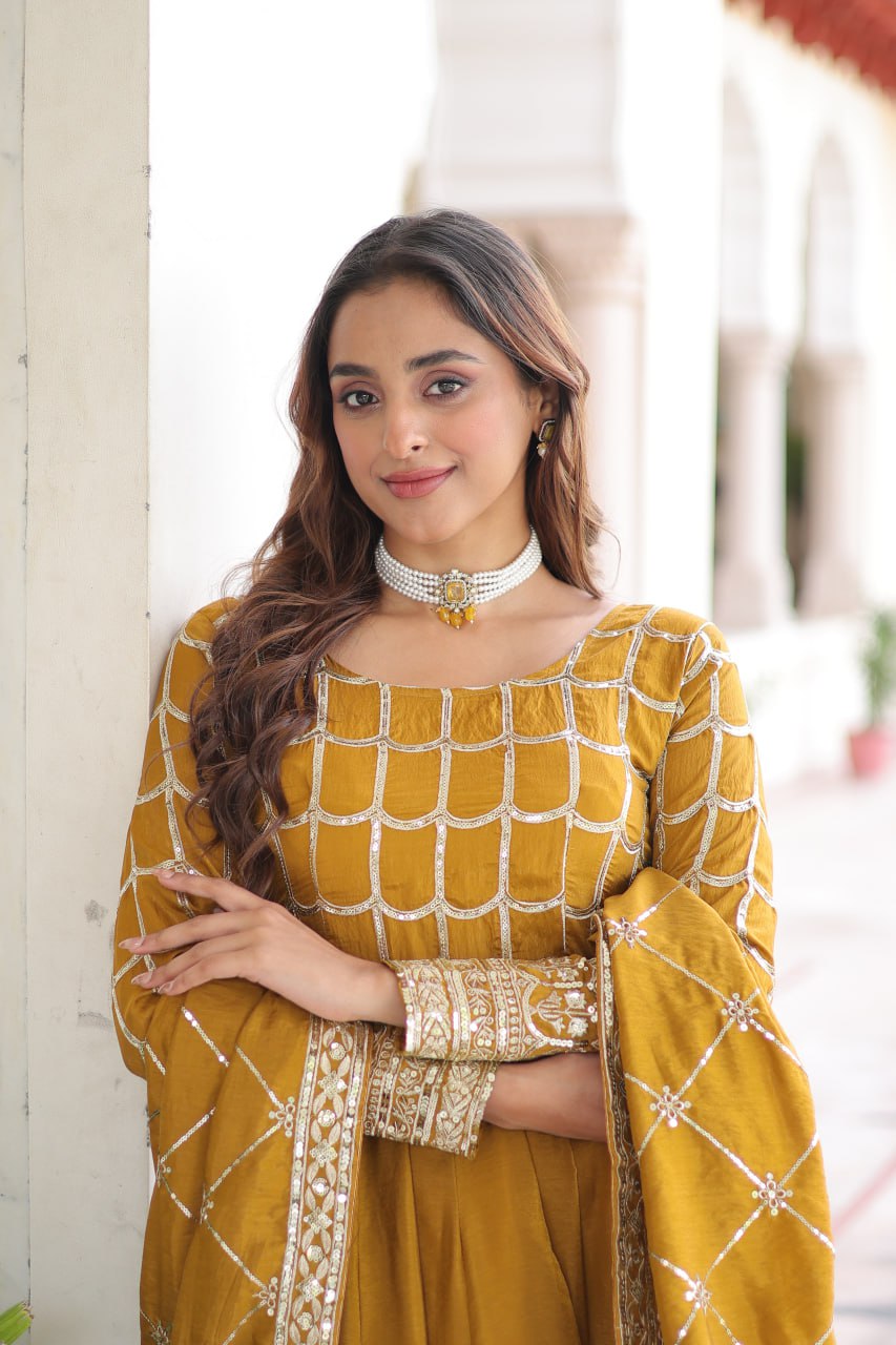 PREMIUM READYMADE  GOWN-DUPATTA SET