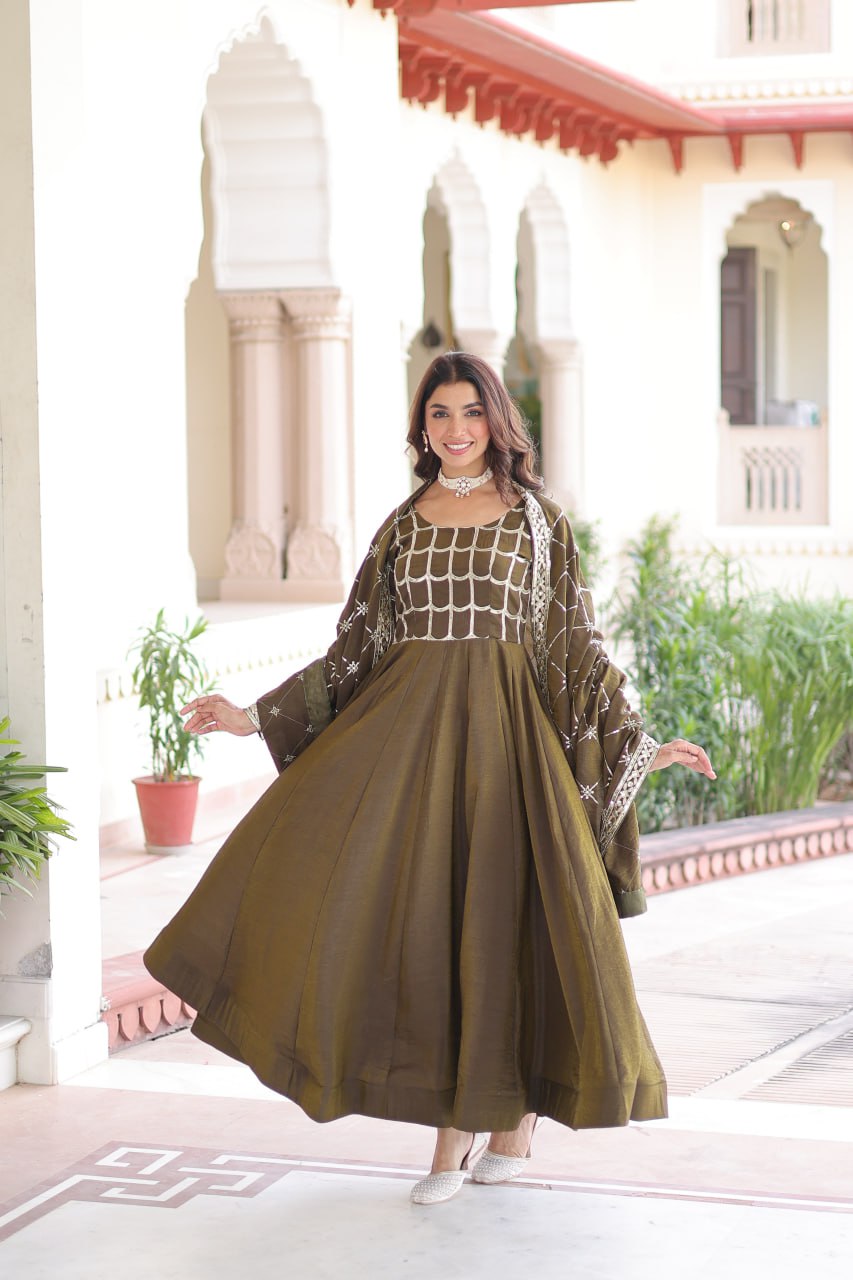 PREMIUM READYMADE  GOWN-DUPATTA SET