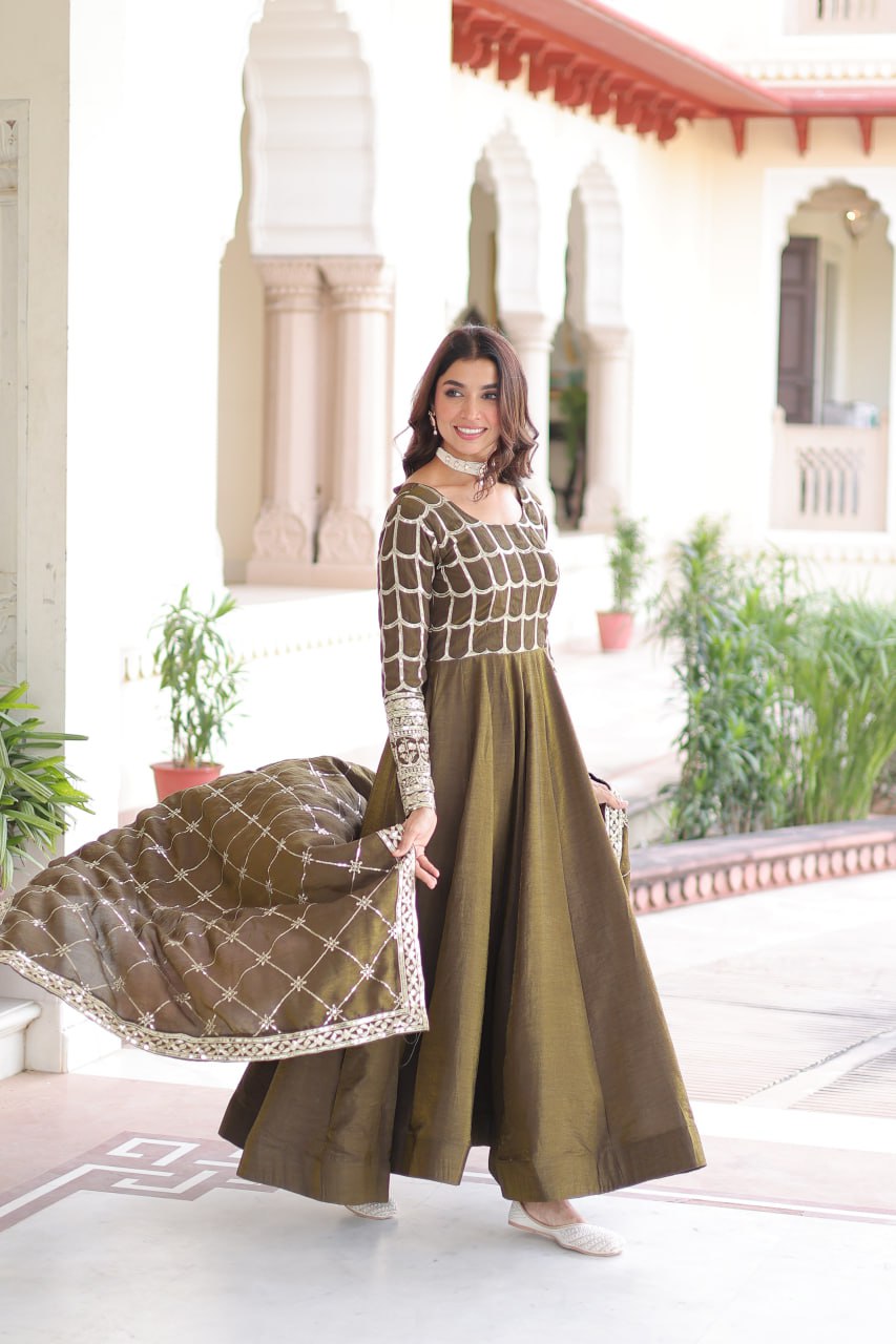 PREMIUM READYMADE  GOWN-DUPATTA SET