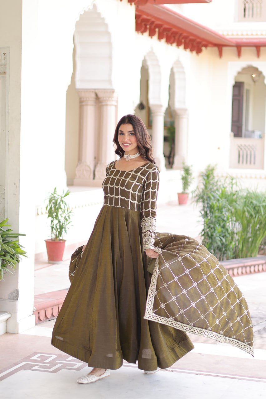 PREMIUM READYMADE  GOWN-DUPATTA SET