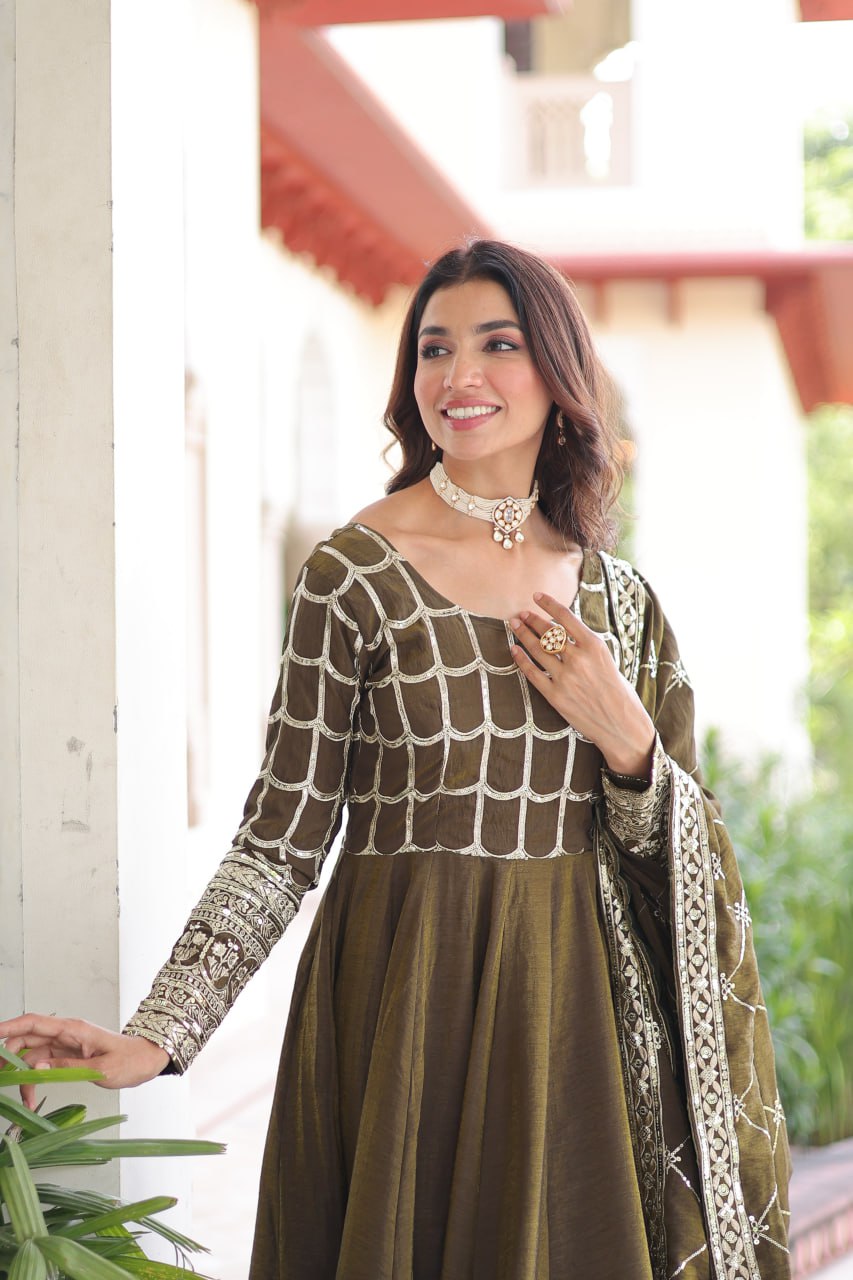 PREMIUM READYMADE  GOWN-DUPATTA SET