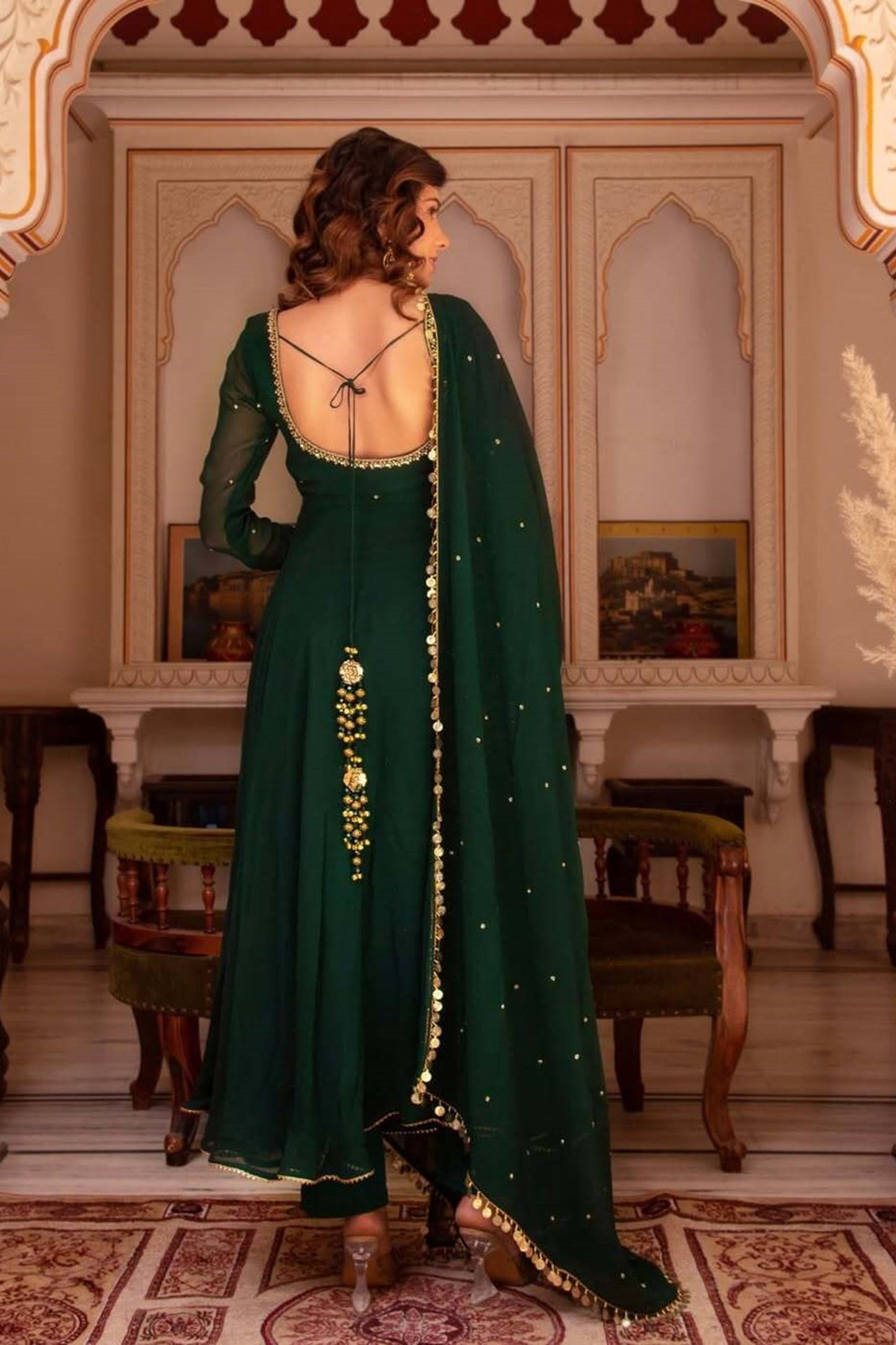 Gorgeous Green Color Georgette Anarkali Suit with Dupatta