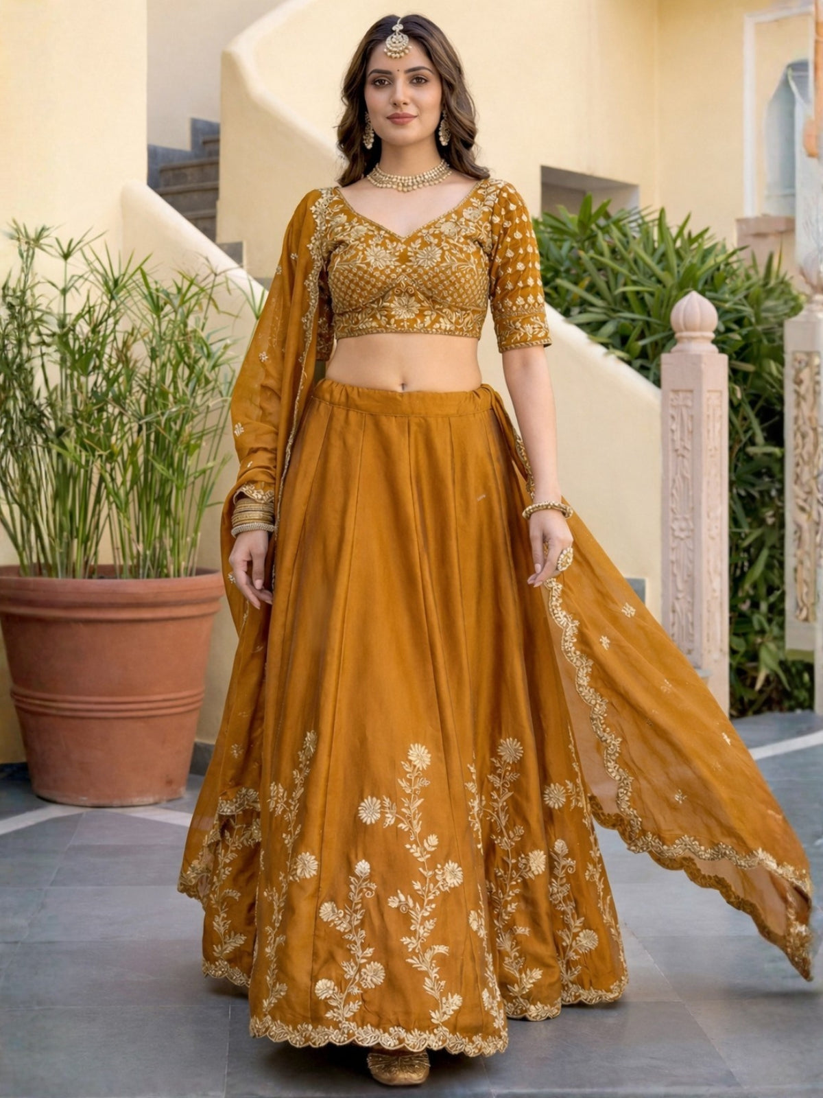 Luxury Rangoli Silk Lehenga Set