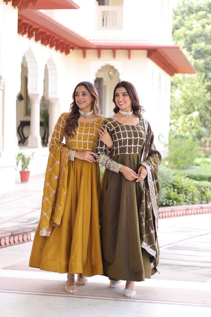 PREMIUM READYMADE  GOWN-DUPATTA SET