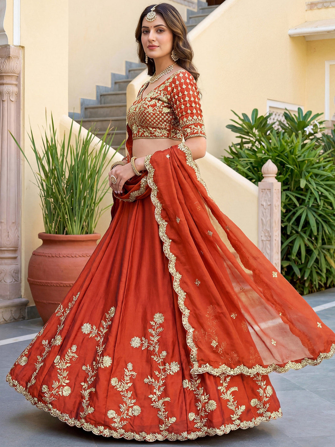 Luxury Rangoli Silk Lehenga Set