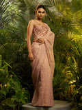 Blush Pink Designer Silk Saree with Embroidered Blouse  Party Wear Collection