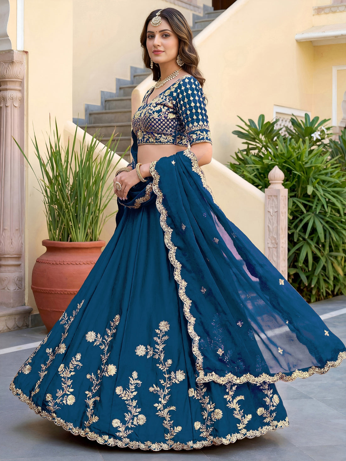 Luxury Rangoli Silk Lehenga Set