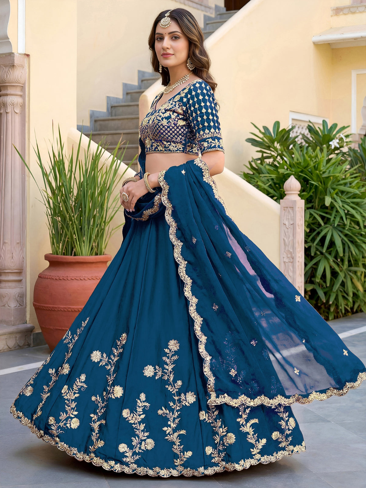 Luxury Rangoli Silk Lehenga Set
