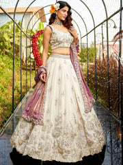 ROYAL IVORY TISSUE LEHENGA SET
