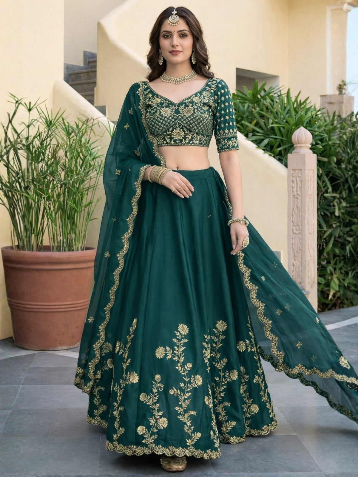 Luxury Rangoli Silk Lehenga Set