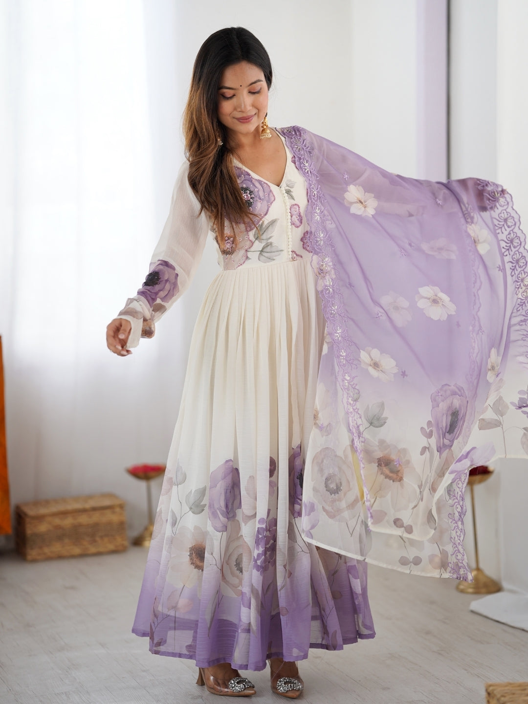 ELEGANT FLORAL HANDWORK ANARKALI SET