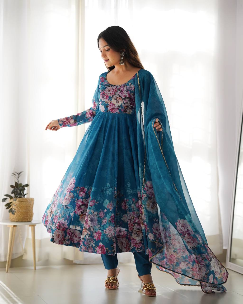ANARKALI GOWN WITH DUPATTA & PANT SET