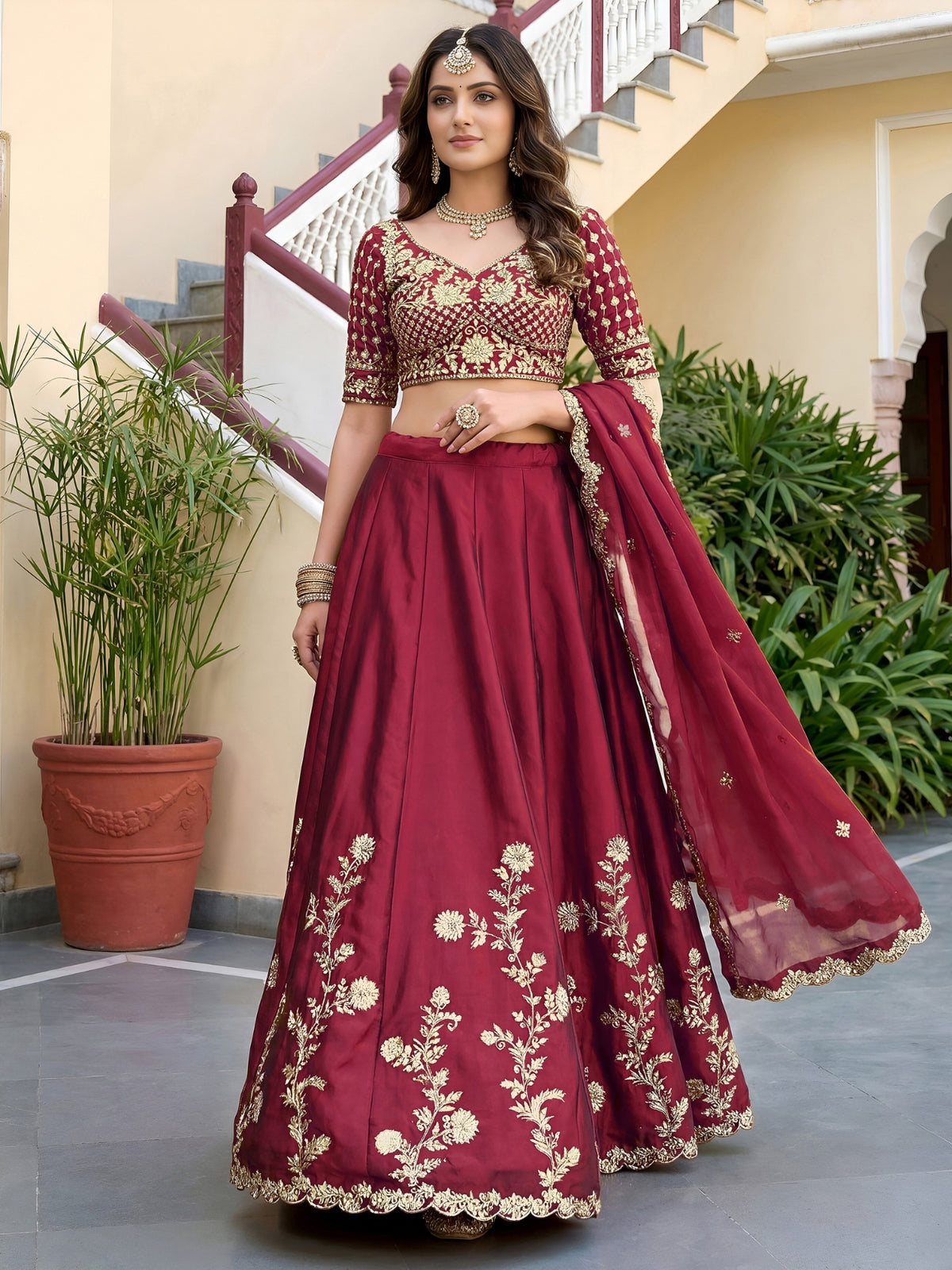 Luxury Rangoli Silk Lehenga Set