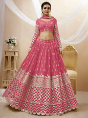 Rose Pink Sequin Embroidered Lehenga Choli with Dupatta