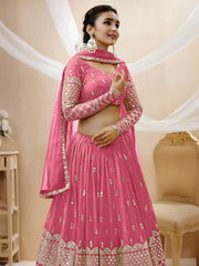 Rose Pink Sequin Embroidered Lehenga Choli with Dupatta