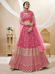 Rose Pink Sequin Embroidered Lehenga Choli with Dupatta