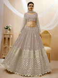 Taupe Grey Sequin Embroidered Lehenga Choli with Dupatta